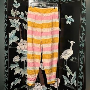 Scotch & Soda Striped Joggers Women Sz M Pink Yellow Cream Pockets Adult New NWT